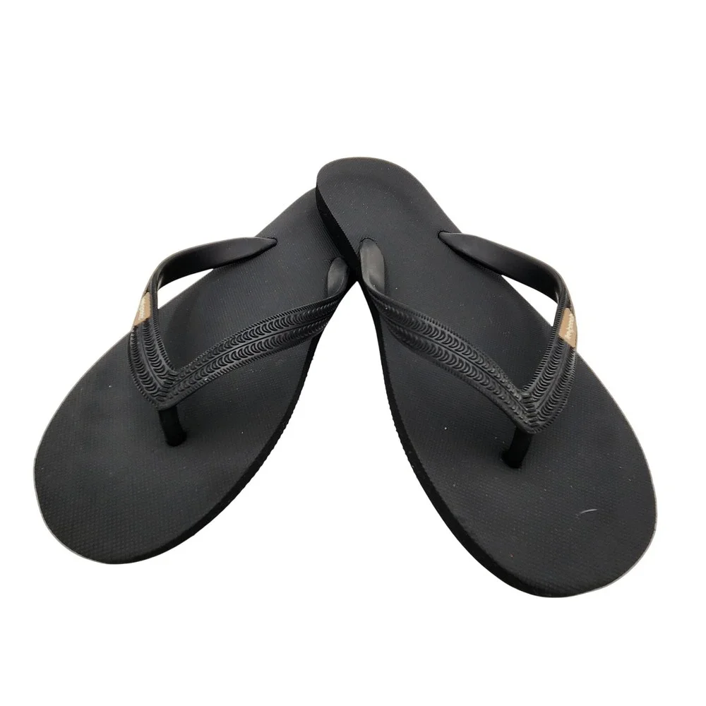Feelgoodz Slimz Black Natural Rubber Flip Flop Sandals Mens Large L 11-12